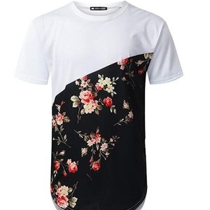 Mens Hipster Hip Hop Floral Graphic T-Shirt